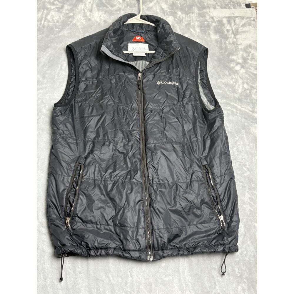 Columbia Mens L Black‎ White Out Omni-Heat Thermal Technology Puffer Vest
